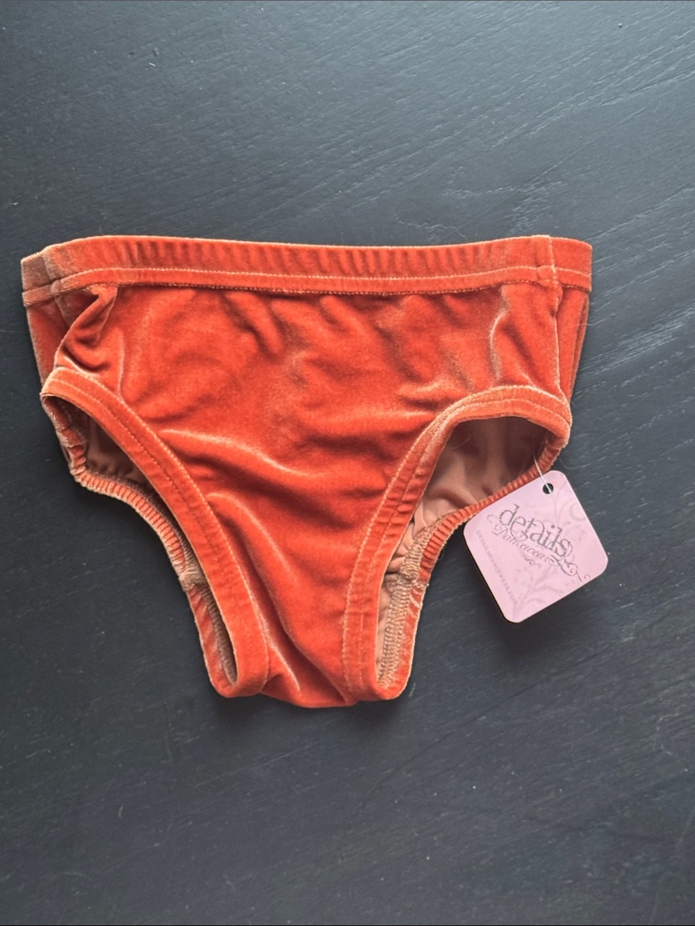 Kids Velvet Dance Briefs in Burnt Orange by Details